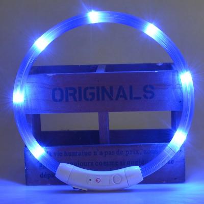 China Sustainable Fashion Light Up USB Rechargeable Glowing Dog Collar For Night Safety for sale