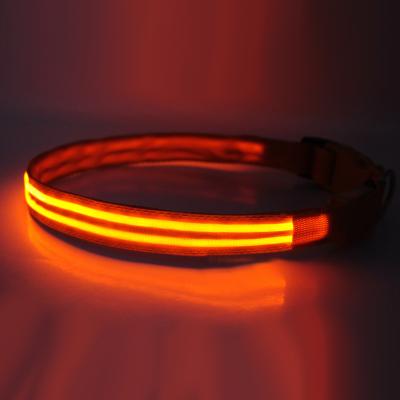 China Viable Wholesale USB LED Dog Collar Rechargeable Flashing Dogs Ensures Nylon LED Light Collars Dog Collar Night Safety for sale