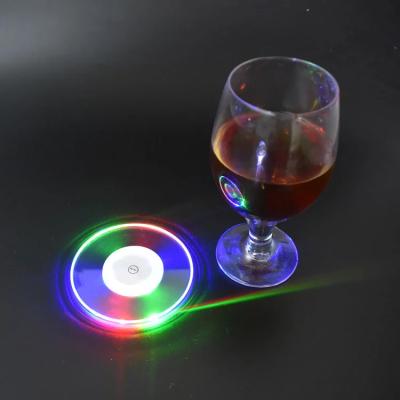 China Promotional Switch Gift Christmas On/Off Best Favor Customized Logo Acrylic Transparent Colorful Led Flash Coaster / Led Bottle Sticker for sale