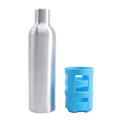 China Aluminum Gas Silver Empty CO2 0.2LSoda Gas Cylinder With Protective Silicone Sleeve for sale