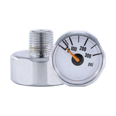 China 25mm Copper 300 PSI Micro Paintball Air CO2 Tank Pressure Gauge 1/8NPT Threads Brass Mini Gauge for sale