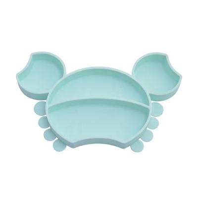 China Sustainable Ocean Rabid Crabs Silicon Baby Dish With Suction Food Grade Baby Feeding Place Mat for sale