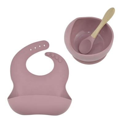 China BPA Free Baby Tableware Feeding Set with Snack Cup Bowl Spoon Fork Set and Bib Silicon Baby Suction Dish Feeding Set for sale