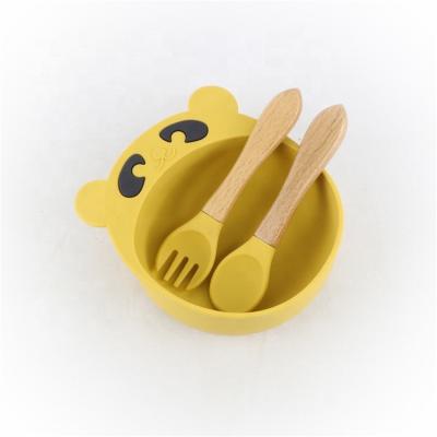 China Free Sample Customized High Quality BPA Free Silicone Baby Logo BPA Food Grade Suction Bowl Feeding Set for sale