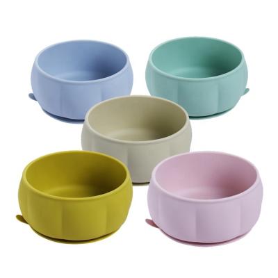 China BPA Free Colorful Pumpkin Bowl For Toddlers Eating New Design Kids Silicone Baby Tableware Training Feeding Bowls Set for sale