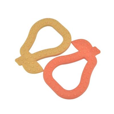 China 100%food grade 2021 New Product BPA Free Silicone Teether Snow Pear Shape Food Grade Silicone Baby Teether Ring Toy for sale