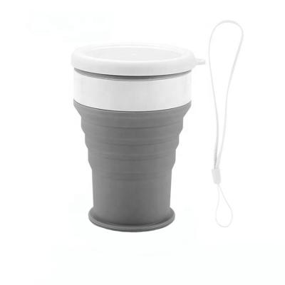 China Viable Travel Mug 350ml Silicon Folding Cups With Food Grade Plastic Silicone Lid Collapsible Coffee Mug for sale