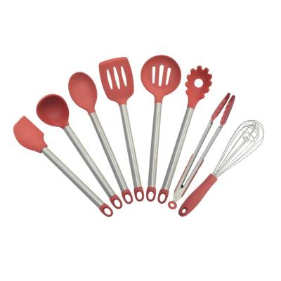 China Food Grade Cookware 8PCS Metal Handle Kitchen Utensil Set Silicone Sustainable Kingda for sale