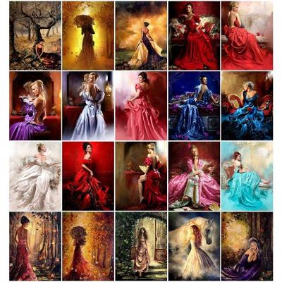 China Modern Full Square Round Drill Women Portrait Fairy Cross Stitch Mosaic Home Decoration 5D Diamond Painting for sale