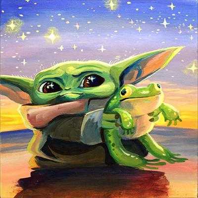 China Modern Wholesale Full Square Round Drill Needlework Yoda Frog Round Painting By Numbers Canvas Mosaic 5D Diamond Painting for sale