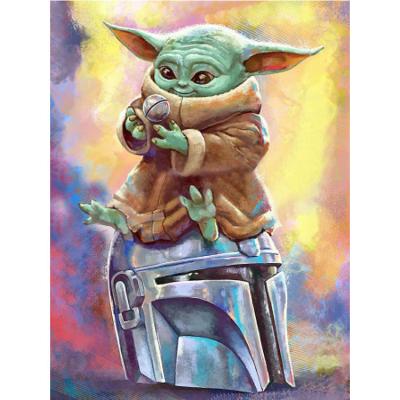 China Wholesale Modern Square Full Round Drill Small Stranger Yoda Cross Cases Painting By Numbers Canvas Mosaic 5D Diamond Painting for sale