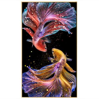 China Full Square Drill Modern Wholesale Round Diamond Fish Animal Paintings For Wall Artwork Home Decor 5D DIY Diamond Painting for sale