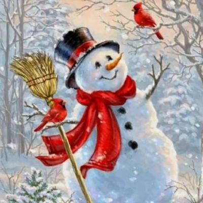 China Wholesale Modern Square Round Full Drill Christmas Snowman Bird Wall Artwork Painting By Numbers Canvas 5D DIY Diamond Painting Rhinestone for sale