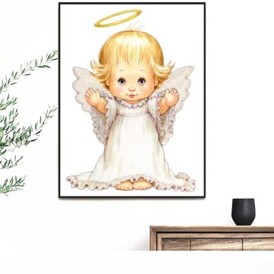 China Modern Full Square Round Drill Cartoons Angel For Kid Wall Artwork Cross Stitch Painting By Numbers Canvas 5D Diy Diamond Paintings for sale