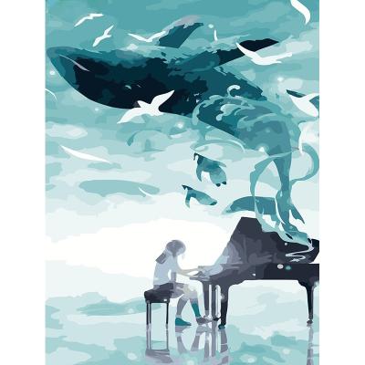 China Modern Full Square/Round Drill Fantasy Girl Playing Piano Wall Artwork Cross Stitch Painting By Numbers Canvas 5D Diy Diamond Paintings for sale