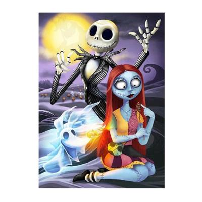 China Diamond Painting Resin Modern Manual Square Diamond Embroidery Mosaic Picture 5d Cross Stitch Full Needlework Jack Sally Skeletons for sale