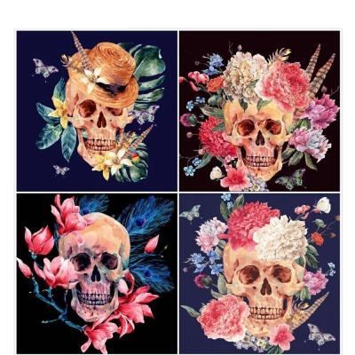 China Wholesale Modern Full Square Around Skeleton Rhinestone Painting Drill Skull Mosaic Picture By Numbers Canvas Handmade Diamond Painting for sale