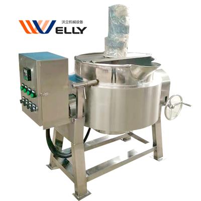 China Hot Selling Automatic Vegetable Processing Plant Steam Boiling Cooking Kettle Mixer Steam Gas Boiling Tilting Lined Kettle for sale