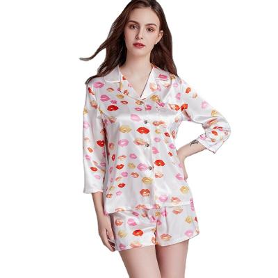 China Korean Casual Pajamas Sleepwear Shorts Sleeves Women's Satin Nightgowns Sleep Wear Set QUICK DRY for sale