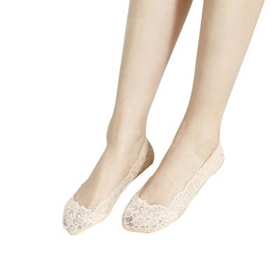 China Wholesale High Quality Invisible Lace Boat Neckline Nylon Cotton Liner Women Invisible Socks for sale