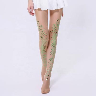 China Ultrathin Invisible Print Tattoo Mermaid Socks Silk Pantyhose Bottoming Socks For Women for sale