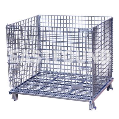 China Steel Stackable Pallet Cage Stacking Steel Wire Lockers Mesh Container for sale