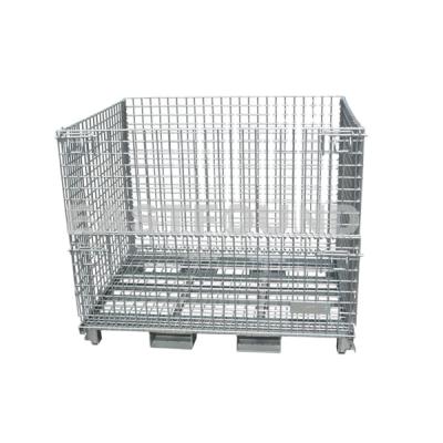 China Metal Large Capacity Folding Collapsible Storage Wire Pallet Pallet Stacking Container With Forklift for sale