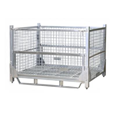 China Wholesale 2000kg Loading Capacity Cage Metal Mesh Wire Folding Solid Storage Baskets for sale