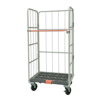 China Easy to be folded to save space when unused Industrial Logistics Laundry Folding Warehouse Container Cage Roll Container Trolley for sale