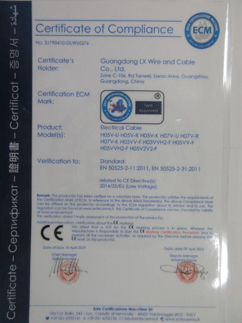 CE - Guangdong Lx Wire And Cable Co., Ltd.