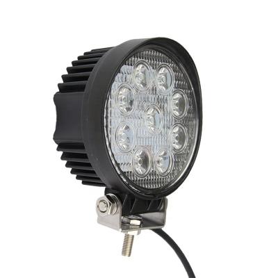 China Car Headlight 45mm 50mm 55mm Thickness 12V 24V 27W Universal Cars Motorcycles Spotlight Waterproof All Round Led Work Light for sale