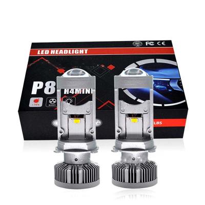 China All Super White Car Headlight P8 H4 LED Projector Mini Lens High Low Beam Laser 130W Dual Projector Lens 12V 24V White Car Headlight For Car Motorcycle for sale