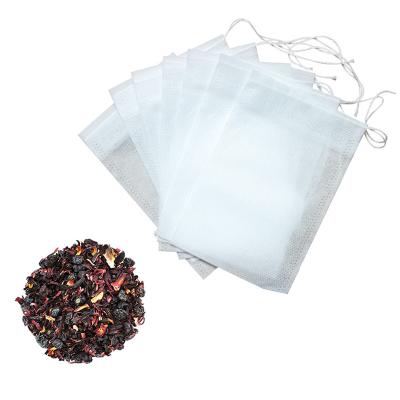 China /biodegradable environmental friendly 100 pcs large tea filter bags, 6*8cm drawstring seal disposable empty nonwoven tea bags for loose leaf tea, coffee, herb, spice for sale