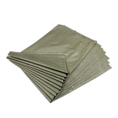 China Single Polypropylene Woven Agriculture Grain Packing Bag Green Gray Pp Woven Cement Sand Sack Corn Express Packing Bags for sale