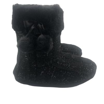 China Chinese Hot Scrambled Flat Ladies Laundry POM POM Plush Knit Slipper Boot for sale