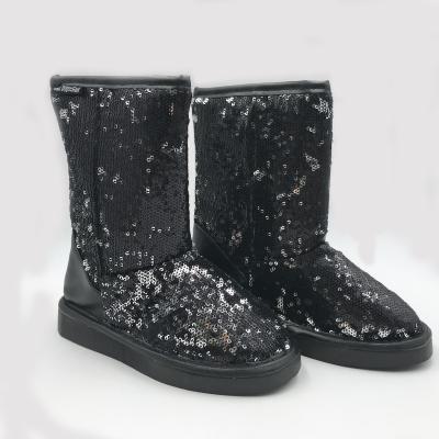 China Black Thermal Girls Ankle Sequin Snow Boot Boots Indoor Slippers For Toddlers for sale