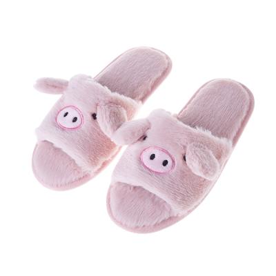 China CUSHIONING Pink Pig Shape Women's Animal Slipper Open Toe Indoor Plush Slipper for sale