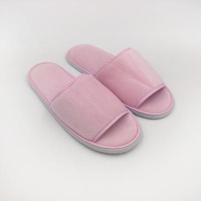 China Top Quality Hotel Non-slip Unique Pink Women's Velvet Open Toe Slippers 27cm for sale