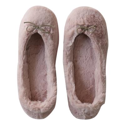 China Lightweight Comfortable Ballerina Slipper With Bowknot For Girls Rabbit Fur Indoor Shoes for sale