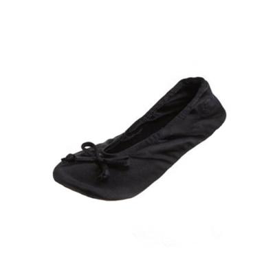 China Promotional Wholesale Women's Satin Ballerina Black Foldable Satin Ballerina Slipper for sale