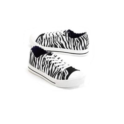 China Zebra Print Womens Canvas Sneakers Lace Up Shoes for sale