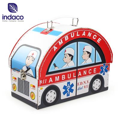 China Handmade Making Supply Hot Sale Fancy doctor game ambulance shaped paperboard suitcase for sale