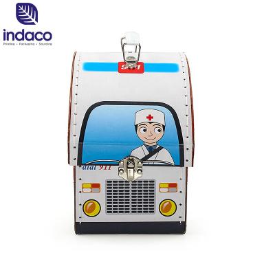 China Handmade Custom Gift Box doctor game ambulance shape Cardboard Suitcase Button Lock Hair Packaging Candy Box for sale