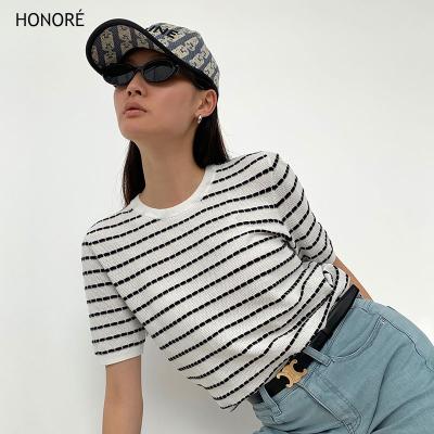 China Summer Soft Crewneck HONOR-E Short Sleeve T-shirt Pour Femme T-shirts For Women for sale