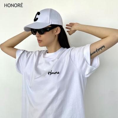 China HONOR-E Clothing Wholesale 100% Cotton Soft T-shirt Drop Shoulder Women's T-shirts for sale