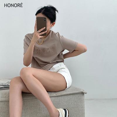 China Soft HONOR-E Printed Casual Letter And Comfortable Cotton T-shirt Emboss T Shirts Premium T-shirt for sale