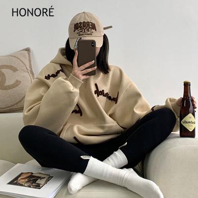 China HONOR E Toothbrush Embroidery Cotton Loose Women's Hoodies Unisex Oversized 100% Sweatshirt for sale