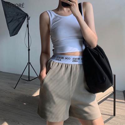 China HONOR-E Waist Letter Summer Sporty Shorts Pants For Ladies Womens Shorts for sale