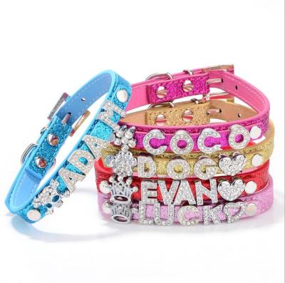 China Durable PU Leather Personalized Dog Collars , DIY Names Dog Collars for sale