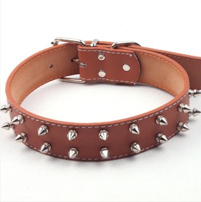 China Durable Sharp Studded Rivets PU Leather Dog Pet Collars Collar for sale